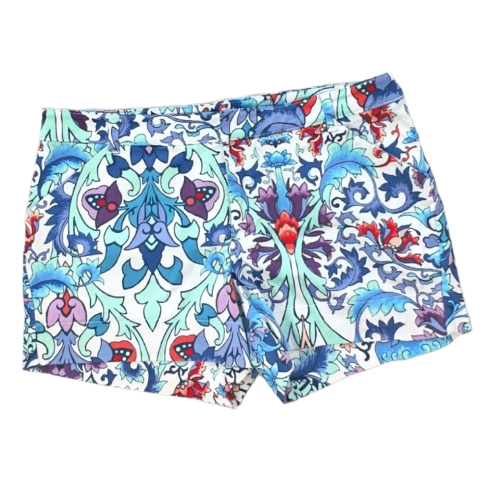 Nicole Miller watercolor printed flat front shorts pockets cotton 4